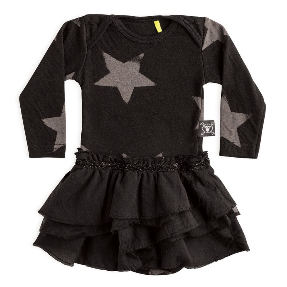 NUNUNU soft star onesie layered skirt